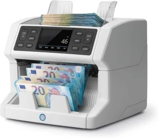 Safescan 2850 Contadora Automatica de Billetes - Deteccion Billetes Falsos en 3 Puntos - Pantalla Tactil y Menu Multilingüe - Notificaciones y Panel Superior de Mantenimiento