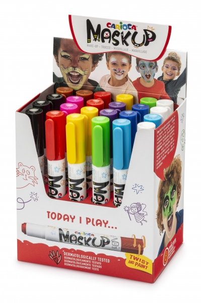 Carioca Mask Up Expositor de 24 Colores para la Piel - Colores Brillantes y Lavables - Testados Dermatologicamente - Mezclables - Colores Surtidos