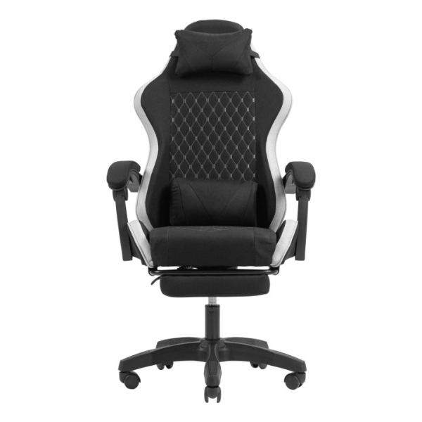 Mars Gaming MGC-X FABRIC Silla Gaming Ergonomica - Reposapies Extensible - Cojines Lumbar y Cervical - 660x540x1250mm - Tejido Transpirable - Color Gris y Blanco