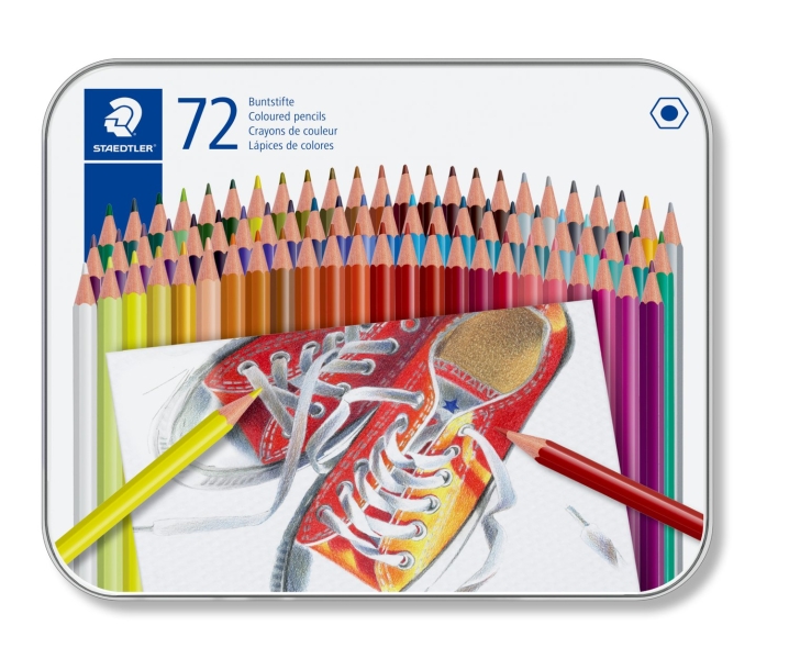 Staedtler 175 Caja Metalica de 72 Lapices Hexagonales de Colores - Colores Surtidos
