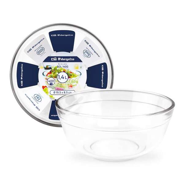 Orbegozo Serie BOL Juego de Boles de Vidrio Ultrarresistentes - Versatiles y Duraderos - Capacidad de 1.4 / 2.3 / 3.5L - Apto para Horno - Microondas y Lavavajillas - Libre de BPA · Pack de 4 uds.