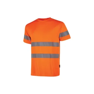 Upower Mizar Camiseta de Trabajo Alta Visibilidad - Talla 2XL - Bandas Reflectantes, Tejido Transpirable Nido de Abeja, Cinta Antisudor, Durabilidad Hasta 25 Lavados - Color Naranja Fluoresc