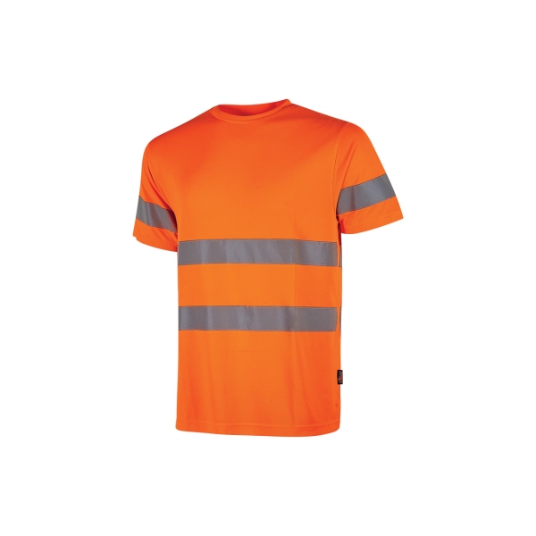 Upower Mizar Camiseta de Trabajo Alta Visibilidad - Talla 2XL - Bandas Reflectantes, Tejido Transpirable Nido de Abeja, Cinta Antisudor, Durabilidad Hasta 25 Lavados - Color Naranja Fluoresc