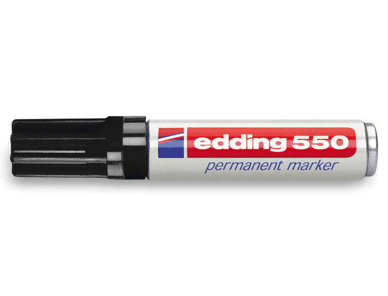 Edding 550 Rotulador Permanente - Punta Redonda - Trazo entre 3 y 4 mm. - Recargable - Secado Rapido - Color Negro · Pack de 10 uds.