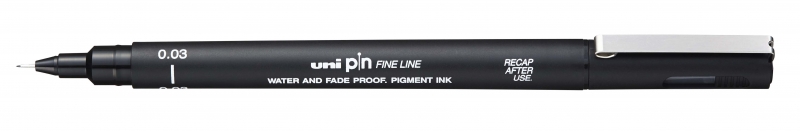 Uni-ball PIN003 Rotulador Calibrado - Punta Poliacetal 0.03mm - Tinta Pigmentada Resistente al Agua y Luz - Color Negro · Pack de 12 uds.