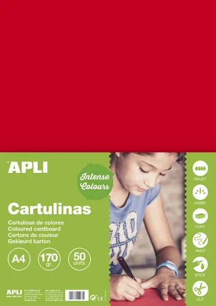 Apli Cartulina Roja A4 170g 50 Hojas