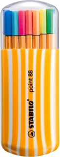 Stabilo Point 88 Zebrui Pack de 20 Rotuladores de Punta Fina de Fibra - 15 Colores Standard y 5 Neon - Trazo de 0.4 mm - Tinta con Base de Agua - Colores Surtidos