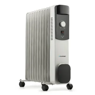Blaupunkt Radiador de Aceite - Potencia 2500W - Termostato Regulable - Ruedas - Recogecable - Indicador Luminoso - Color Blanco y Negro