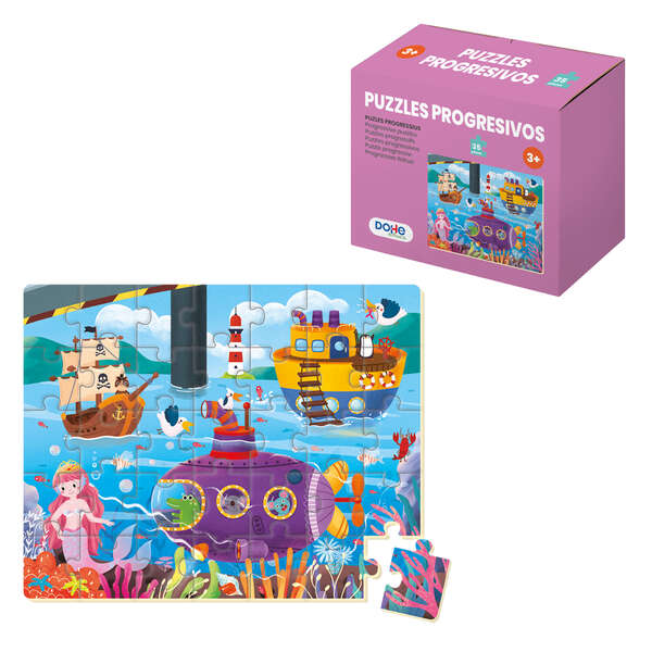 Dohe Puzzle Infantil de 35 Piezas - Tematica El Mar - Fabricado en Doble Capa de Carton - Capa Intermedia de Contrachapado - Estimula la Imaginacion - A partir de 3 Años