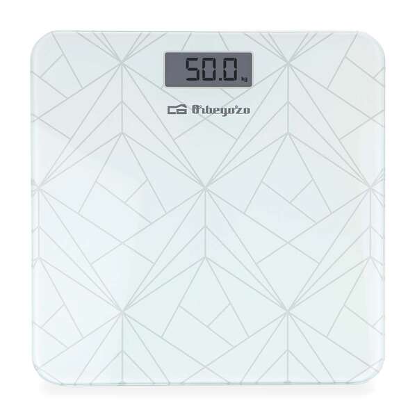 Orbegozo PB 2218 Bascula Electronica de Baño - Precision y Diseño Elegante para tu Salud y Bienestar - Pantalla LCD con Luz - Activacion Tactil - Conversion de Unidades - Indicador de Energi