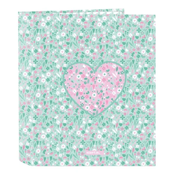 Safta Cuore Carpeta con 4 Anillas 40mm - Tapas Duras Forradas - Formato Folio - 270x60x330mm - Color Turquesa