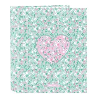 Safta Cuore Carpeta con 4 Anillas 40mm - Tapas Duras Forradas - Formato Folio - 270x60x330mm - Color Turquesa