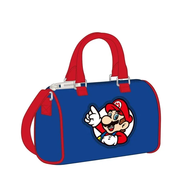 Safta Super Mario Bolso - Cremallera - Interior Forrado - Asas y Bandolera Ajustables - 1.20L - 160x75x100mm - Color Rojo y Azul
