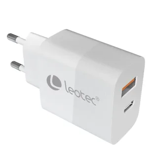 Leotec Cargador Universal 20W - 1USB-C PD + 1USB-A - Color Blanco