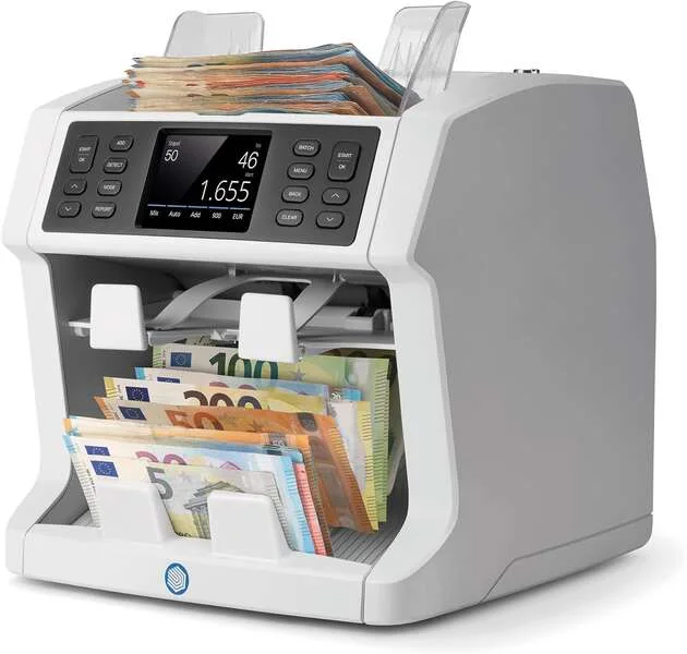 Safescan 2985-SX Contadora de Billetes (Gen3) - Procesamiento Avanzado de Efectivo - Clasificacion por Divisa, Denominacion y Validez - Deteccion de Falsificaciones Premium