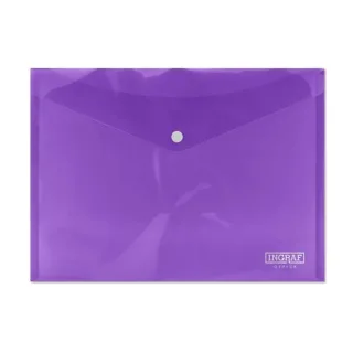 Ingraf Sobre Portadocumentos A4 - Cierre de Broche - Polipropileno Cristal Transparente - Color Lila · Pack de 10 uds.