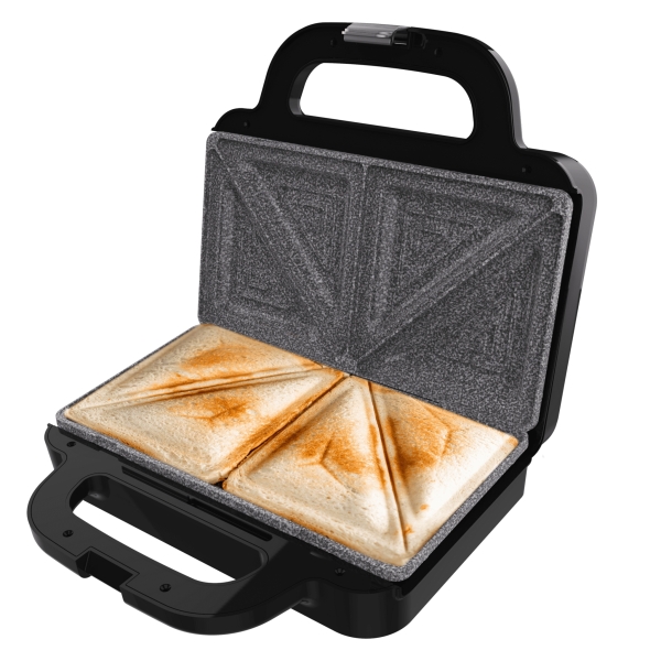 Cecotec Rock'nToast Deep Classic Sandwichera - 1000W - Capacidad para 2 Sandwiches - Placas Triangulares - Antiadherente - Acero Inoxidable - Indicador Luminoso - Base Antideslizante - Color