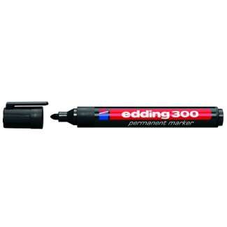 Edding 300 Rotulador Permanente - Punta Redonda - Trazo entre 1.5 y 3 mm. - Tinta Casi Inodora - Capuchon con Clip - Secado Rapido - Color Negro · Pack de 10 uds.