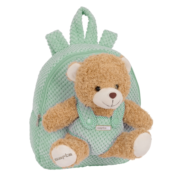 Safta Mochila Preescolar con Osito - Cremallera - Osito Extraible - Hombreras Acolchadas - Asa Superior - 4.65L - 230x75x270mm - Color Turquesa
