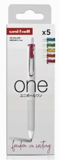 Uni-ball UMN-S-07 Pack de 5 Boligrafos de Tinta Liquida - Punta de Bola 0.7mm - Escritura Ultra Fluida - Agarre Suave y Comodo - Color Surtido