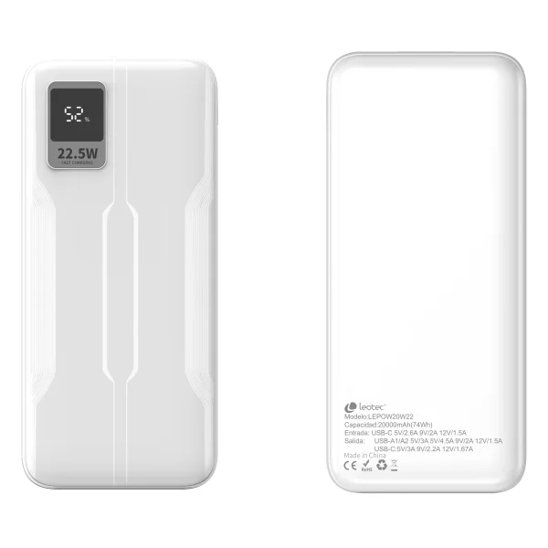 Leotec Powerbank 20.000 mAh PD 22.5W - Color Blanco