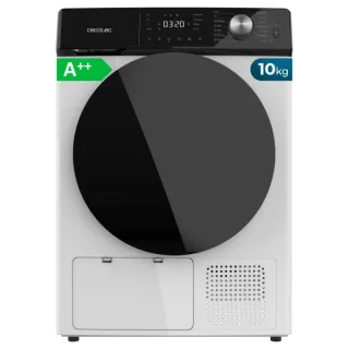 Cecotec Bolero Dresscode Dry 10350 Secadora con Bomba de Calor de 10kg - 14 Programas - Tambor de Acero Inoxidable - Inicio Programable - Bloqueo de Seguridad - Color Blanco y Negro