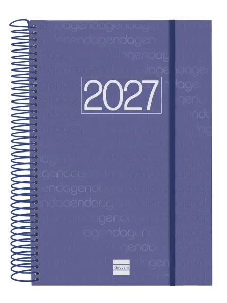Finocam Espiral Basics Year Agenda - Anual 2027 - 1 Dia por Pagina - Formato E11 - 165x242mm - Espiral - Tapa de Polipropileno - Esquinas Microperforadas - Papel de 70g/m2 - Color Azul