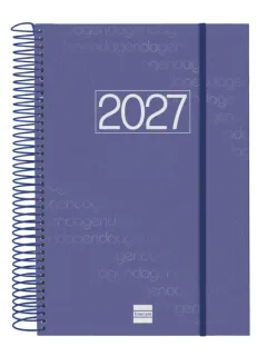 Finocam Espiral Basics Year Agenda - Anual 2027 - 1 Dia por Pagina - Formato E11 - 165x242mm - Espiral - Tapa de Polipropileno - Esquinas Microperforadas - Papel de 70g/m2 - Color Azul