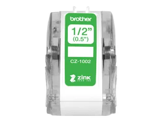 Brother CZ1002 Rollo de Etiquetas Originales de Tamaño Personalizado - Ancho 12mm x 5 metros - Zero Ink