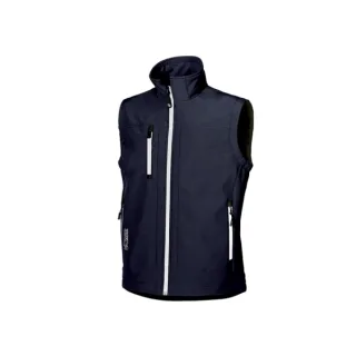 Upower Climb Chaleco de Trabajo Soft Shell - Talla 2XL - Tejido Elastico Transpirable, Resistente al Viento y Agua, Bolsillo para Movil con Cremallera, Proteccion DPI1 - Color Azul Marino