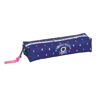 Safta Benetton Drop Portatodo - Cremallera - Goma Elastica - 0.53L - 220x70x40mm - Color Azul Oscuro