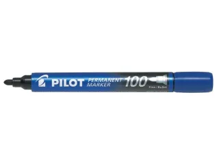 Pilot Rotulador Permanente 100 - Punta Fina de Bala 4,5mm - Trazo 1mm - Color Azul · Pack de 12 uds.