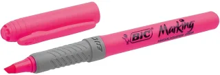 Bic Highlighter Grip Marcador Fluorescente - Tinta con Base de Agua - Punta Biselada - Trazo entre 1.60 y 3.30 mm - Color Rosa · Pack de 12 uds.