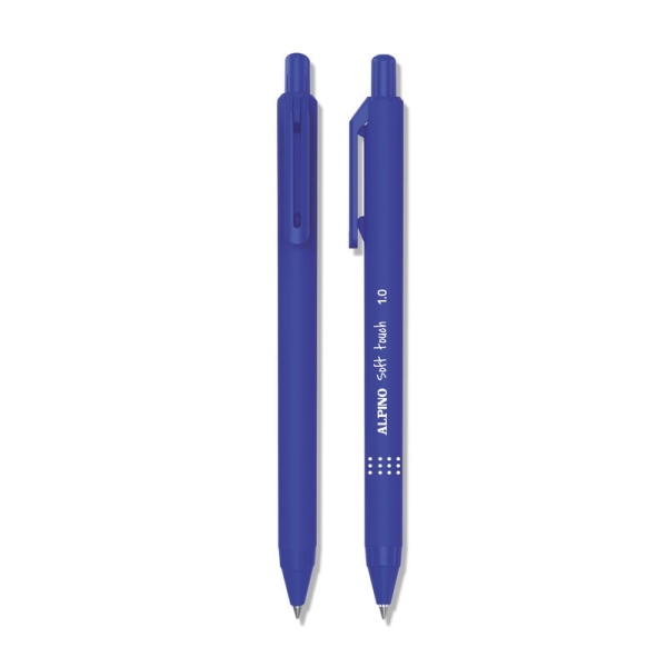 Alpino Soft Touch Boligrafo Retractil - Punta 1mm - Tacto Suave - Tinta Azul - Color Azul · Pack de 24 uds.
