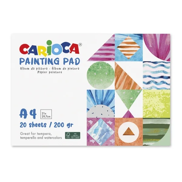 Carioca Bloc de Pintura A4 con 20 Hojas - Papel de 200gr - No Deja que los Colores Traspasen