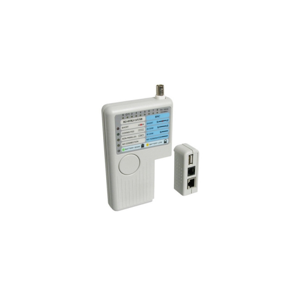 WP Testeador de Cables RJ11 / BNC 12/45 y USB - Color Gris Claro