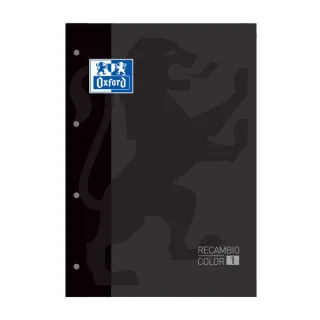 Oxford School Classic Recambio Encolado A4 80 Hojas Cuadricula 5x5 - Recuadro del Color de la Tapa - Tapa Color Negro · Pack de 5 uds.