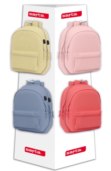 Safta Basics - 8 Ganchos - 16 Mochilas Incluidas - Carton Reciclado - 42x160x42cm - Colores Surtidos