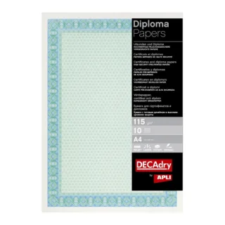 Apli Pack de 25 Hojas de Papel Certificado - Diseño Helico en el Marco - 115gr - Compatible con Impresoras y Escritura Manual - Color Azul Turquesa