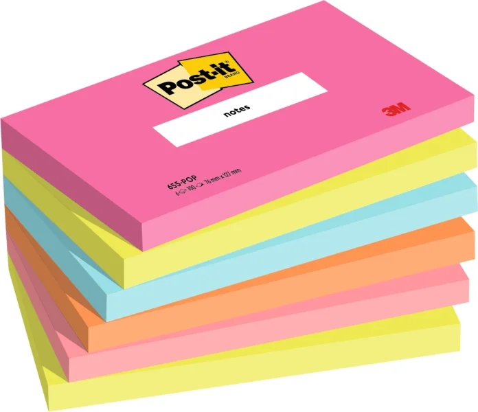 Post-It Pack de 6 Blocs de 100 Notas Adhesivas Reposicionables - Forma Rectangular - 127x76mm - Colores Surtidos