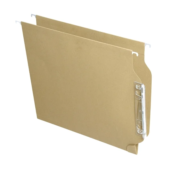 Fade Aku Carpeta Colgante - Formato A4 - Lomo en V - Visor Lateral con Efecto Lupa - Varilla Metalica - Certificado Ecologico Blue Angel - Color Marron · Pack de 25 uds.