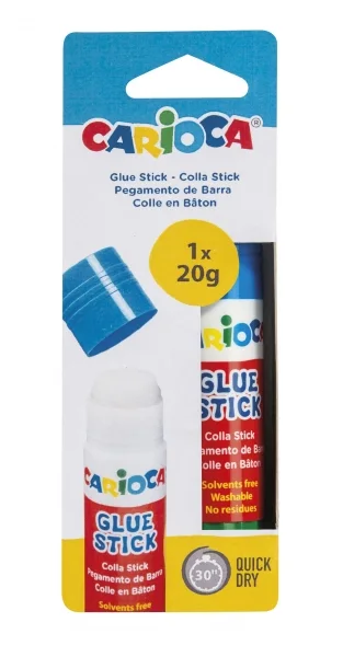 Carioca Pegamento de Barra 20gr - Ideal para Casa, Colegio y Oficina - Pega Papel, Fotos, Tejidos y mas - sin Disolventes - Color Varios
