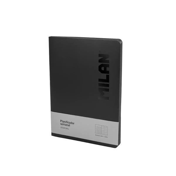 Milan Shadow Planificador Semanal y Mensual Formato Libreta Encolada - Papel de 95gr/m² - Color Negro