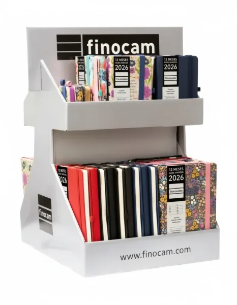 Finocam Minimal Design Expositor Giratorio con 55 Agendas Minimal Surtidas en Catalan - Anual 2026 - Color Surtidos