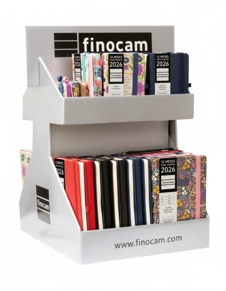 Finocam Minimal Design Expositor Giratorio con 55 Agendas Minimal Surtidas en Catalan - Anual 2026 - Color Surtidos
