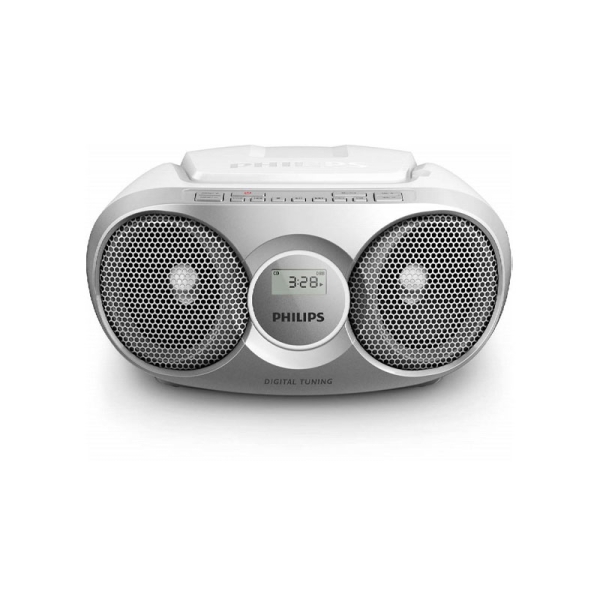 Philips Radio CD - Altavoces Integrados - Refuerzo Dinamico de Graves - Sintonizacion Automatica - Jack 3.5mm - 252x232x124mm - Color Gris