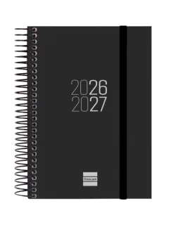 Finocam Espir Agenda Escolar 26/27 - 1 Dia por Pagina - Formato E8 - 120x171mm - Tapas de Polipropileno - Papel de 70g/m2 - Espiral Metalica - Esquinas Microperforadas - Color Negro