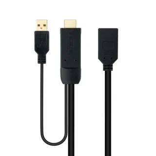Nanocable Conversor HDMI a DisplayPort V1.2 - HDMI A Macho-DPort Hembra+USB-A - 20 cm - Color Negro