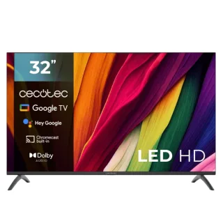 Cecotec A3 series ALH40032S Televisor Smart TV sin Marco de 32" LED HD - Google TV - Procesador Cortex A55 - Sonido Dolby Audio - Chromecast Integrado - Control por Voz con Google - Color Ne
