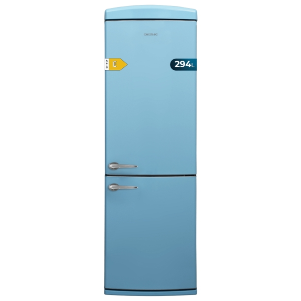 Cecotec Bolero CoolMarket Combi Origin 294 Blue E Frigorifico Combi - Capacidad 294L - Temperatura Regulable - Estilo Retro - Congelacion Ultrarapida - Frio Envolvente - Clase E - 190x60cm -